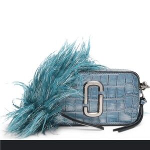 Marc Jacobs Blue Croc-Embossed Crossbody Bag